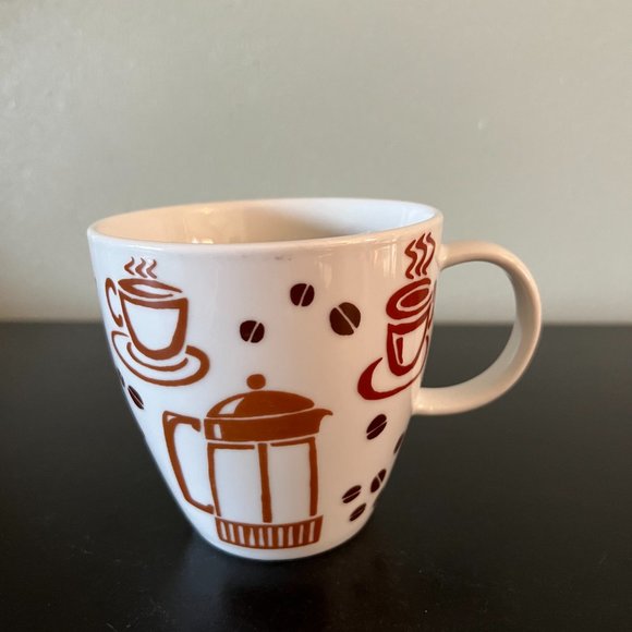 Set of 2 Bed Bath & Beyond Brown & White Coffee Graphics Ceramic Mugs - Picture 5 of 10